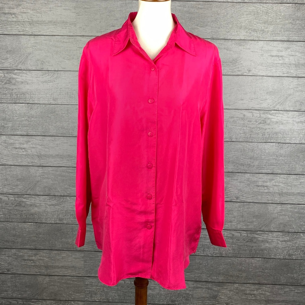 NWT Diane Von Furstenberg 100% Silk Hot Pink Top